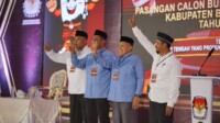 Dua Paslon Bupati dan Wakil Bupati Buton Tengah Pasca Debat Kandidat beberapa waktu lalu. Foto : IST