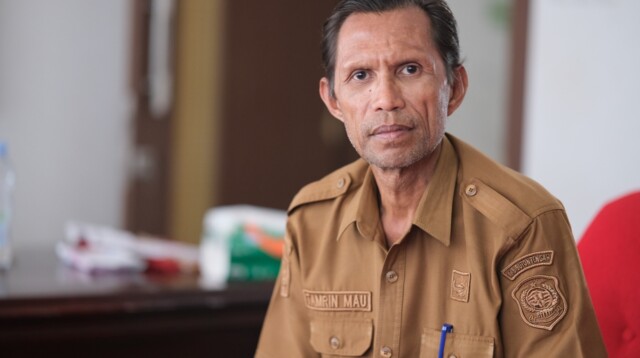 Kepala Disdukcapil Buton Tengah, Tamrin Mau, Senin (24/3/25). Foto : Muhammad Shabuur