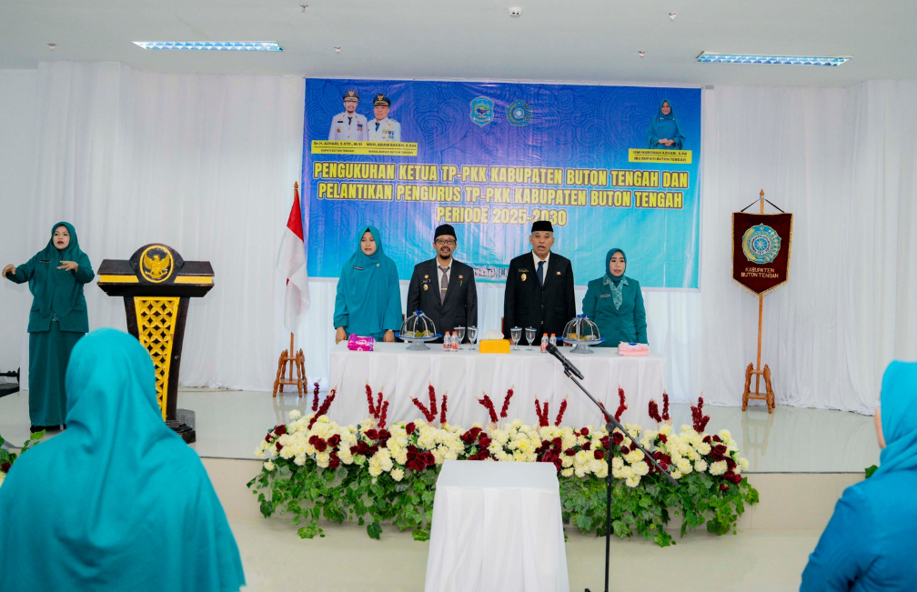 Bupati Buton Tengah secara resmi mengukuhkan Pengurus Tim Penggerak Pemberdayaan dan Kesejahteraan Keluarga (TP-PKK) Kabupaten Buton Tengah untuk masa bakti 2025 hingga 2030. Foto IST