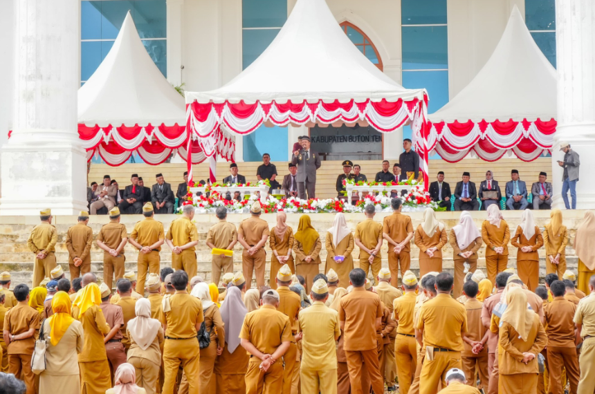 Pemerintah Kabupaten Buton Tengah menggelar upacara peringatan Hari Lahir Pancasila di halaman Kantor Bupati Bumi Praja Labungkari, Foto : IST