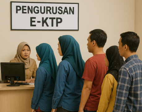 Ilustrasi Antrian Pengurusan KTP. Foto : IST
